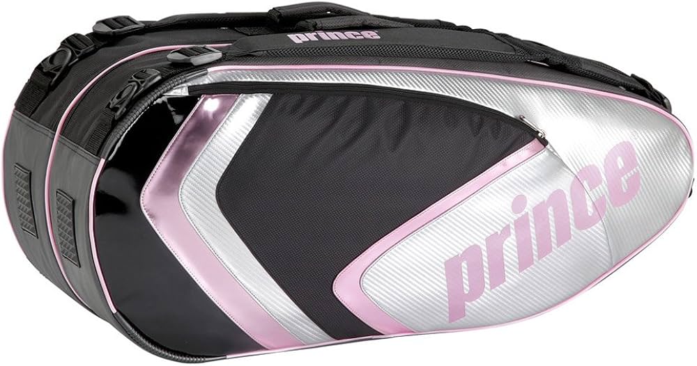 Amazon | Prince(プリンス) ラケットバッグ6本入 ブラック×ピンク